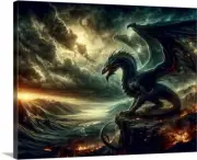 A Dragon Overlooking His Kingdom JUMBO Canvas Wrap Prints to 24x26 wild animals