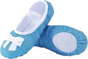 [Anproity] Girls Ballet Shoes Glitter Split-Sole Dance Slippers Toddler Kid Practice Shoes Flats Soft Lightweight with Elastic Laces for Performance Gymnastics Yoga