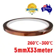 5mm 33m Heat Resistant High Temperature Polyimide adhesive Kapton Tape OZ stock