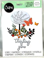 Thinking Of You Tree Flowers Butterfly Garden Thinlits Metal Die Sizzix 12 dies
