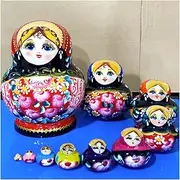 Stacking Nested Set Durable Russian Nesting Dolls 10 Piece Smooth Wooden Set Great Toy for Girls Birthday or Home Decoration Handmade Nesting Dolls