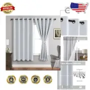 Set of 2 60x63 Greyish White Blackout Curtains with Tiebacks for Living Room
