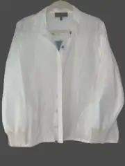 NWT $595 St. John Sport Techno Button Down Stretch Shirt Jacket White Size M
