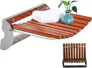 Folding Shower Seat Wall Mounted,for Inside Shower Teak Shower Bench Waterproof Foldable Shower Chairs,for Shower Stall Foldable Shower Seat Stainless Frame,Max Capacity 440 Lb,12.8x5.4