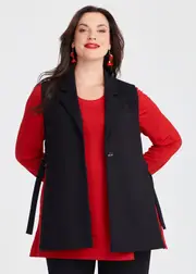 [TS] Taking Shape Side Split Bamboo Ponte Vest Size 30 in Black - Plus Size Women's Clothing Black