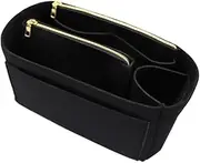 [LEXSION] Felt Purse Bag Organizer Insert with zipper Bag Tote Shaper Fit Speedy Neverfull Black Size: Large