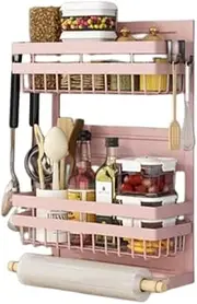 Magnetic Kitchen Storage Rack, 2 Tiers, Wall Storage, Kitchen, Fridge, Sink, Living Alone, Storage, Tools, Dish Storage, Sink Side, Simple, Stylish, Slim, Compact, Kitchen Paper Rack, No Tools