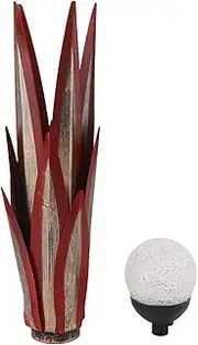 Metal Tequila Plant Decoration, Rustic Agave Sculpture with Color -Changing Light Minimalistic Iron 35 cm Living Space planters for Living Room and Bedroom (Red)