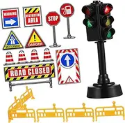 HAWILLOSCH 1Set Mini Traffic Signs for Early Education Road Cones Stickers Light Traffic Signal Lamp Educational Traffic Signal Plaything for Learning Traffic Rules