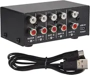 Aswalling 1 in 4 Out Stereo Signal Source Splitter Audio Frequency Signal Distribute Device Non Consumption Output Interface