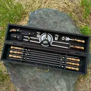 Set of skewers "King" light in a wooden case | Set of forged barbecue skewers