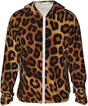 [LHBWCVN] UPF 50+ Light Jacket Full Zip Sun Protection Hoodie for Women Men Long Sleeve Cool Cheetah Leopard Sun Shirts