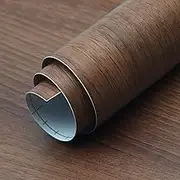 40cmx9m Dark Brown Walnut Wood Peel and Stick Wallpaper No Bubbles Thick Wear-Resistant Contact Paper 3D Sticky Removable Waterproof Vinyl Wrap Vintage Nature Wall Mural for Apartment Bedroom Kitchen