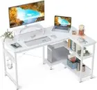 Large Gaming Desk, Black PC Computer Desk, Ergonomic Home Office Desk with Ca...