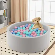 CostwayFoam Ball Pit Round Baby Playpen with 200 Ocean Balls and Storage Bag-Pink