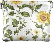 [FRODOTGV] Light Yellow Sunflowers PU Leather Small Coin Unique Card Key Organizers for Girls Ladies Handbag, Light Yellow Sunflowers, 4.33"(L) x 3.74"(W) x 0.39"(H), Classic
