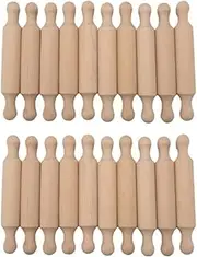 xuefu 20PCS Mini Rolling Pins for Crafts, Small Wooden Dough Roller for Children in The Kitchen Baking Wooden Tiered Tray