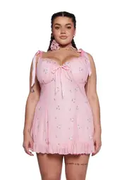 [Sugar Thrillz] Plus Wildflower Fables Mini Dress - Pink