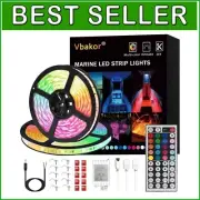 50FT Waterproof LED Strip Lights for Boat Deck - Multi-Color with Remote Control