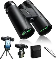 [NLZQPTS] 10x42 Binoculars for Adults with Phone Adapter,Bird Watching Binoculars HD 10x42,Easy Focus, BAK4,Binocular for Hunting Travel Mountaineering (Black)