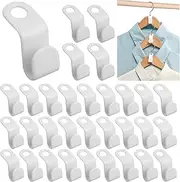 50Pcs White Clothes Hanger Connector Hooks,Durable Hanger Extender Clips,Clothes Hangers for Heavy Duty Space Saving for Closet,Connection Hooks Clip Closet Wardrobe Organiser