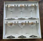 Libbey Hostess Cocktail Glassware Gold Leaves 4oz Set Of 6 #8482