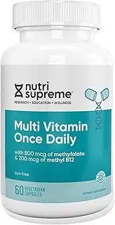 Nutri Supreme Multivitamin for Men and Women with Over 20 Vitamins and Minerals, One Per Day Nutritional Supplement for Immune Support, Kosher, Vegetarian, 60 Day Supply