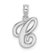 14K White Gold 14Kw Script Letter C Initial Pendant