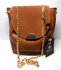 Moda Luxe Chocolate Brown Vegan Leather Crossbody Purse Bag Chain Strap