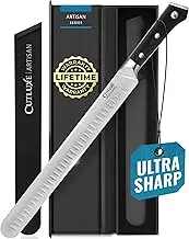 Cutluxe Slicing Carving Knife – 12" Brisket Knife, Meat Cutting and BBQ Knife – Razor Sharp German Steel, Sheath Included, Full Tang, Valentines Day Gifts for Him – Artisan Series