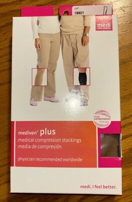Mediven Plus Compression Stockings Calf Top Band. Closed Toe Black Size III20-30