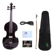 4String Black Electric Silent Violin 4/4 Wooden Free Case Nice Tone #EV12