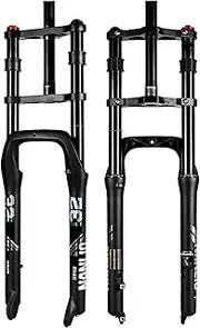 Bike Front Fork 20/26 inch 4.0 Fat Tire Bike Air Suspension Fork,180mm Travel, 135mm Hub Spacing, QR 9mm, Double Crown Shock Absorber Fork for Mountain Bike Fat Snow Beach E-Bike