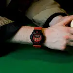 CASIO卡西歐 G-SHOCK 時間扭曲 科幻獨特 摩爾紋路 螢光橘 DW-6900TD-4_50MM