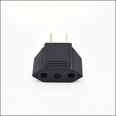 New Euro EU to US USA Power Plug Converter Adapter with Two Holes ABS Black