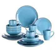 vancasso Dinnerware Set 16-Piece Vintage Oceano Sea Blue Stoneware Service for 4