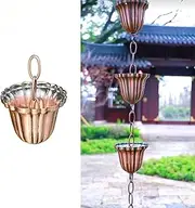 Rain Chain Eaves Drainage Rain Chain Gutter, Rain Catcher Chain for Home & Garden Decoration, Rain Chain Cups Divert Water Rain Chime, Customised Length(150cm (5ft))