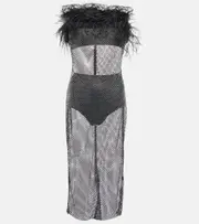 [Giuseppe di Morabito] Giuseppe di Morabito Feather-trimmed embellished midi dress XS/S black