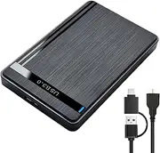 Leloco Hard Drive Enclosure 2.5 Inch USB 3.0 SSD Enclosure, SATA to USB, USB A, USB C Dual Port, Up to 5Gbps External Enclosure for SSD and HDD