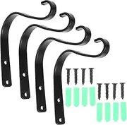 CAXUSD 4 Sets Wall Brackets for Flower Pots Vintage Iron Plant Hangers Decorative Hooks for Lanterns Bird Feeders and Wall Lamps Durable Design with Screws Included