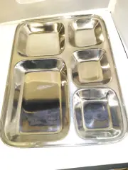 Heavy duty 100% stainless steel 5 Compartment Trey /Thali/ 6 plates [6 pc]