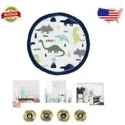 Blue and Green Dinosaur Play Mat for Safe Tummy Time - Machine Washable