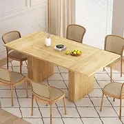 PHOYAL 78 Inch Rectangular Dining Table for 6 to 10, Farmhouse Fluted Dining Kitchen Table, Modern Wood Long Dining Table for Kitchen Living Room, Natural