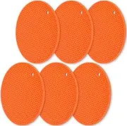 homEdge Silicone Trivets Mat, 6 Packs Multipurpose Non Slip Heat Resistant Pot Holder-Orange