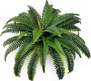 2Pack Artificial Ferns for Outdoors & Indoors 33" Spread, Large Fake Boston Fern Silk Greenery Faux Plants for Porch Home Windowsill Planters Garden Hanging Potted Decor