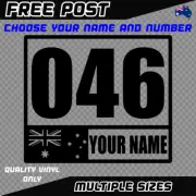 Custom Race Number Plate Sticker Decal Vinyl Car Australia Flag Name Race Rally