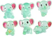 CORHAD 6pcs Miniature Elephant Figurines Cute Resin Desktop Elephant Models for Moss Landscape Adorable Tiny Animal Statues Various Poses for Garden Decor Random Color