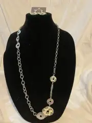 Chicos Necklace and Earring Set NWT Snow Leopard 21 to 31 inches adjustable