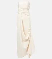 [Staud] Staud Caravaggio draped linen maxi dress AU 6 beige