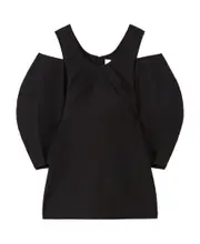 Jil Sander Cold-Shoulder Straight Hem Top DE36,DE34,DE38 Black